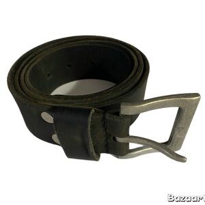 VINTAGE Belt, Genuine Leather, stainless steel buckle, Sz 44, Minimalist, EUC